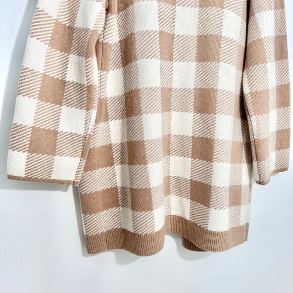 Madewell Minetta Sweater Coat in Buffalo Check Merino Wool | Beige Cream | SZ M - Picture 10 of 11